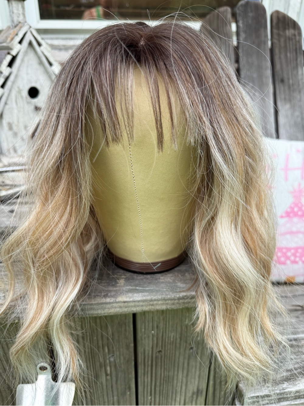 Ossie Short by JB Extension Blend Blonde Wavy Women's Wig with Bangs -